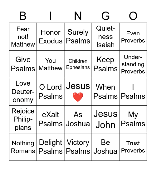 Bible ABC Bingo Card