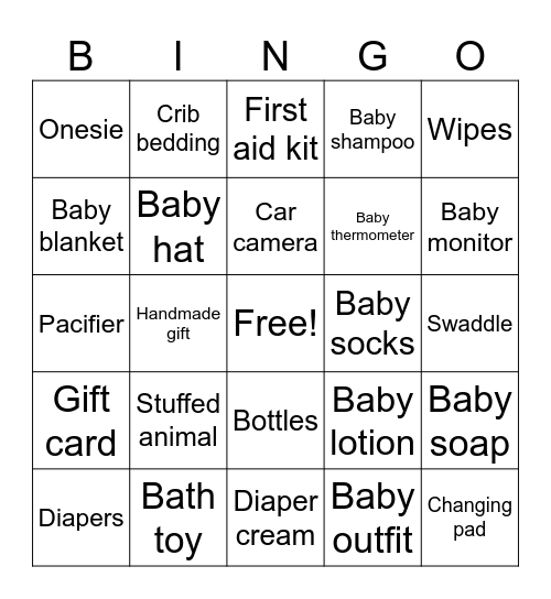 Baby Gift Bingo Card
