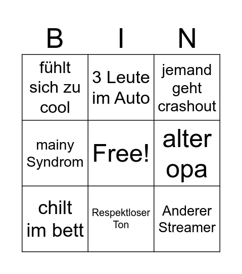 Naschii bingo Card