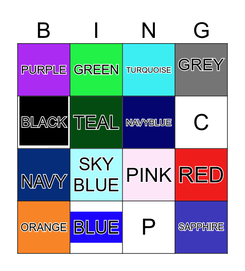 COLOURS AND NUMBERS Bingo Card