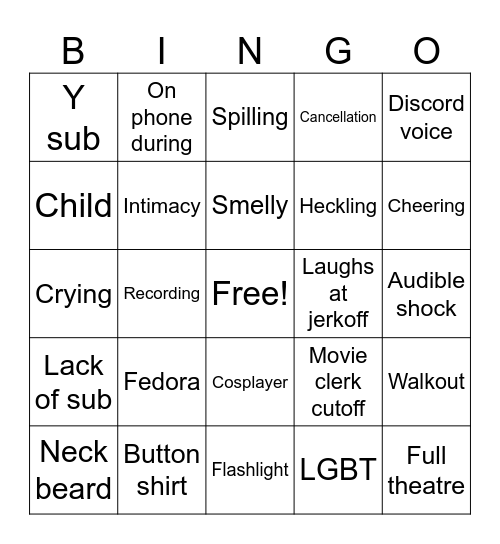EVA Bingo Card