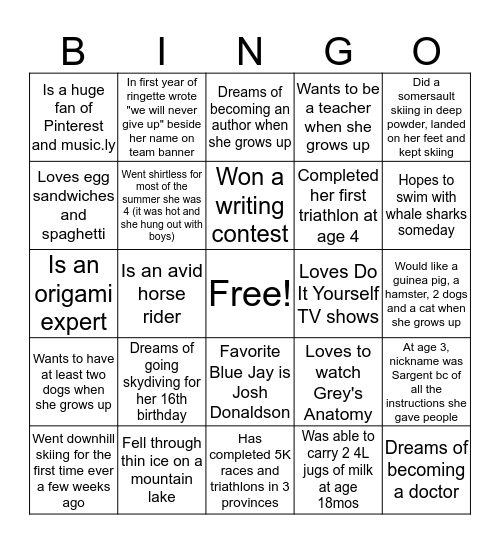 Voltage Bingo Card