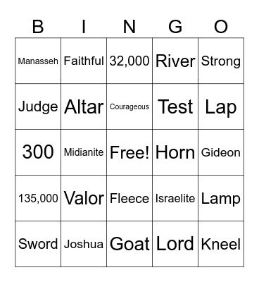 Gideon's Test Bingo Card