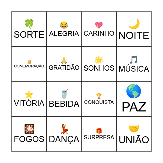 Bingo da Virada Bingo Card