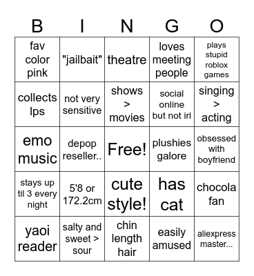 True Rykercel Bingo Card