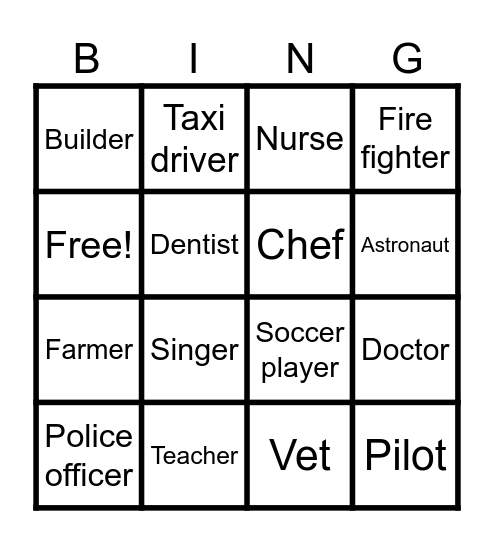 Jobs Bingo Card