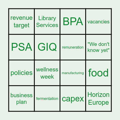 Biotech Bingo Card