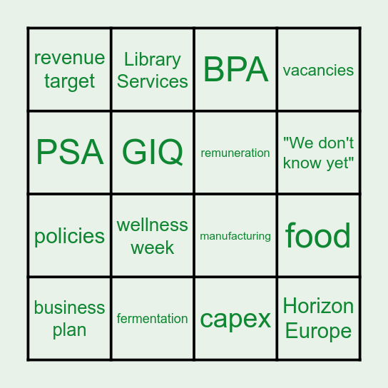 Biotech Bingo Card