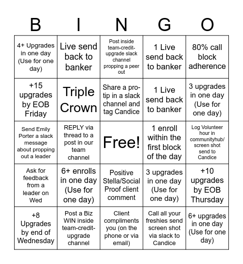 FIRST CLASS BINGO Card