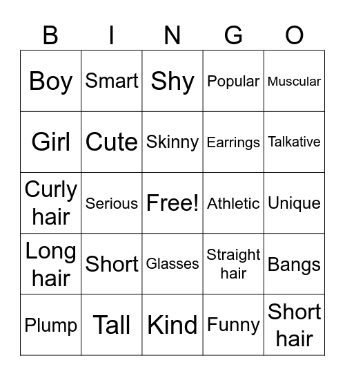 Which ones are your type? Bingo Card
