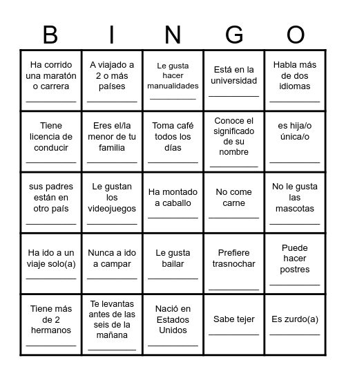 BINGO AMIGOS Bingo Card