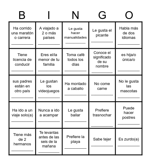 BINGO AMIGOS Bingo Card