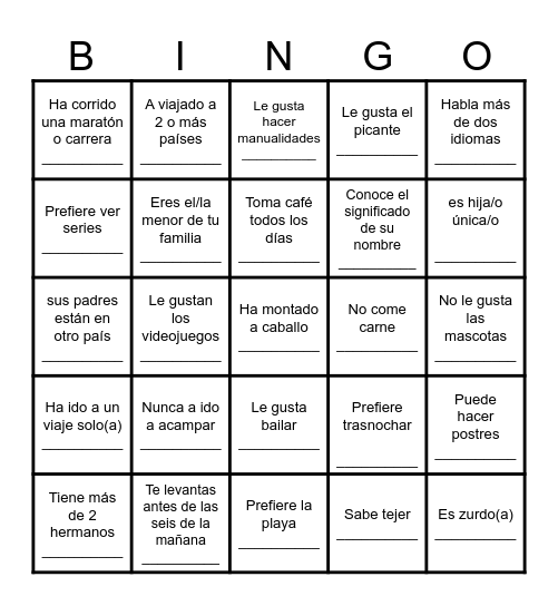 BINGO AMIGOS Bingo Card