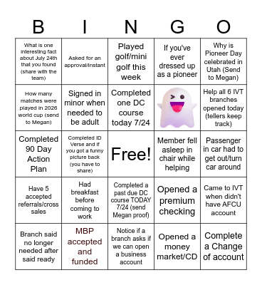 Fun Friday!!! Bingo Card
