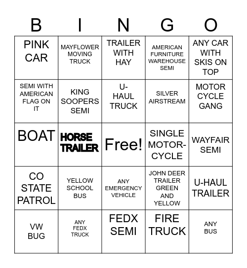 CONDO BINGO Card
