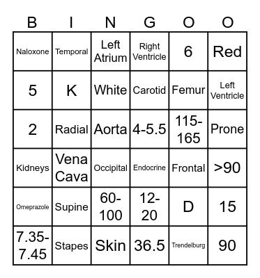Undergraduate Registered Nurse Bingo Card