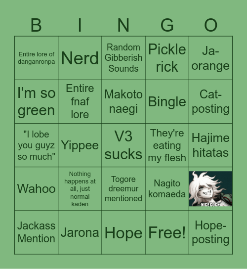 Kaden Surgery Yappenings Bingo Card