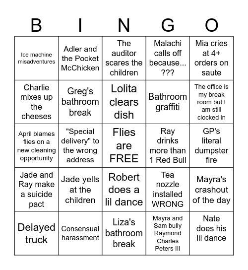 Real Noodler Bingo Card
