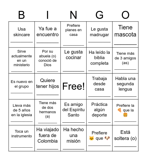 Bingo Amigo Bingo Card