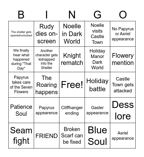 Deltarune Chapter 6 BINGO Card