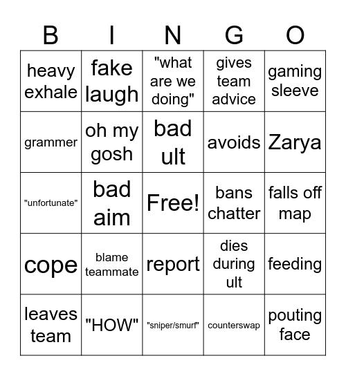 Gamin4Hope bingo Card