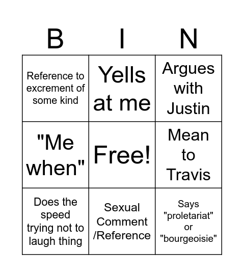 Wade Bingo Card