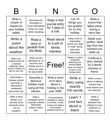 Reading and writing bingo!Bingo Card