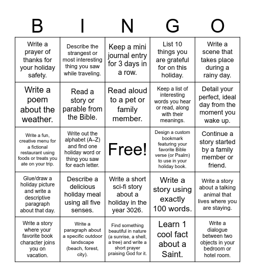 Reading and writing bingo!Bingo Card