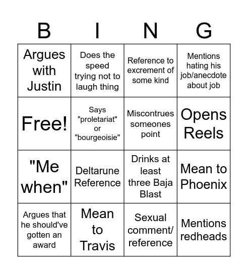 Wade Bingo Card
