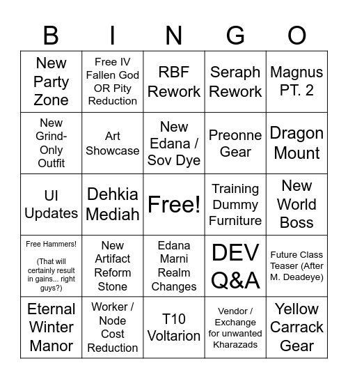 Khallix 2026 HBall Bingo Card