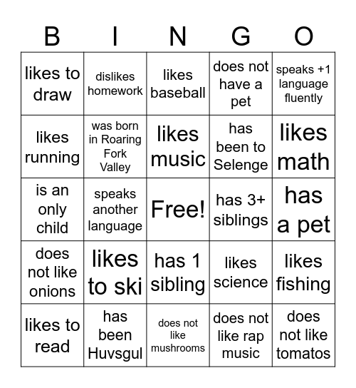 About Me Bingo - Ms.Gagen's class Bingo Card