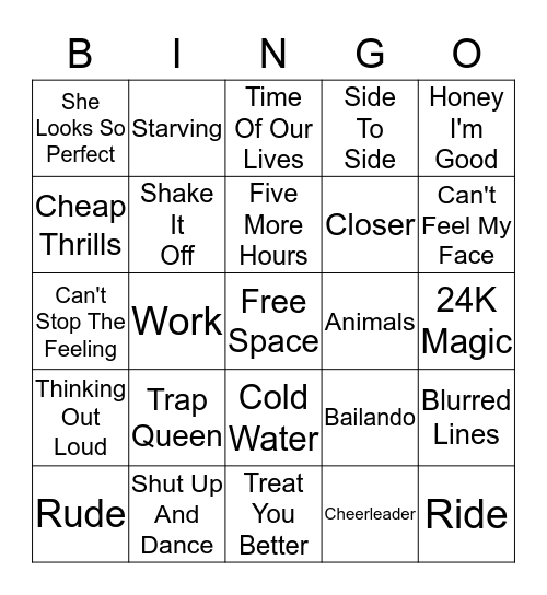 Current Top 40 - Card 1 Bingo Card