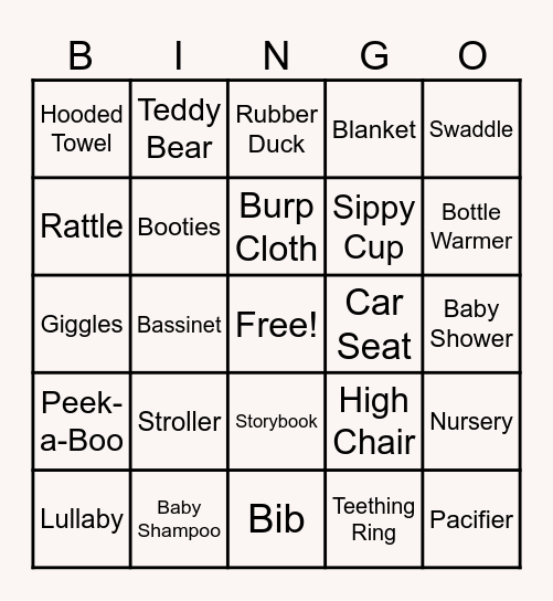 BABY Bingo Card
