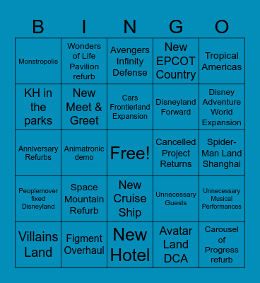 D23 2026 Park Panel Bingo Card
