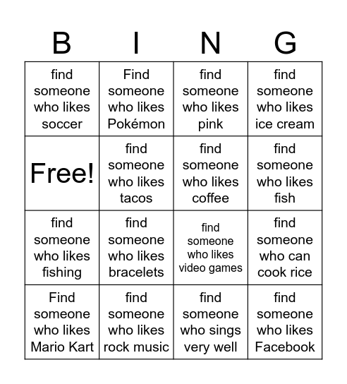 Find Someone Who... Bingo Card