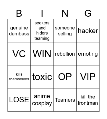 ink game bingo board Bingo Card