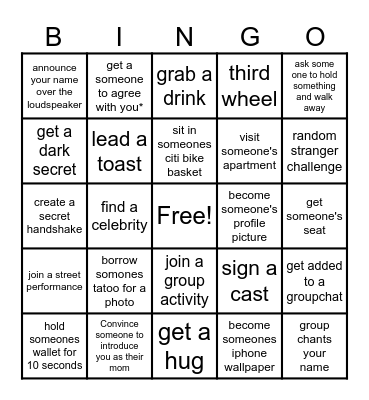 Stranger Bingo Card