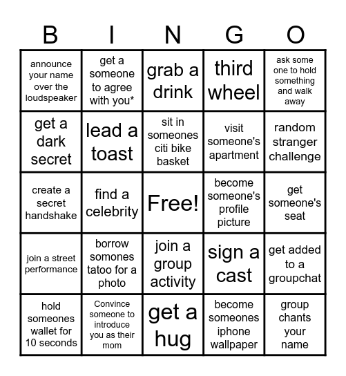 Stranger Bingo Card