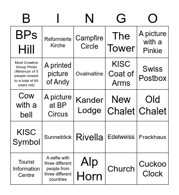 Kandersteg 2026 Bingo Card
