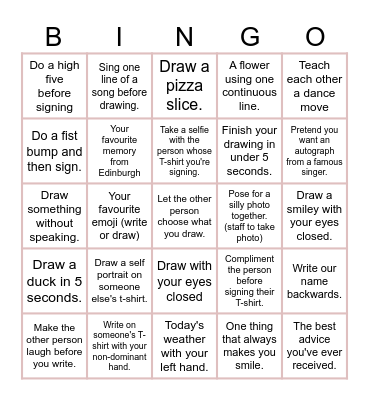 White T-shirt, not so white anymore! BINGO! Bingo Card