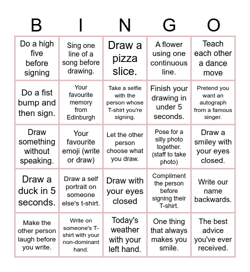 White T-shirt, not so white anymore! BINGO! Bingo Card