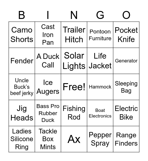 MCYC Bass Store Bingo Card