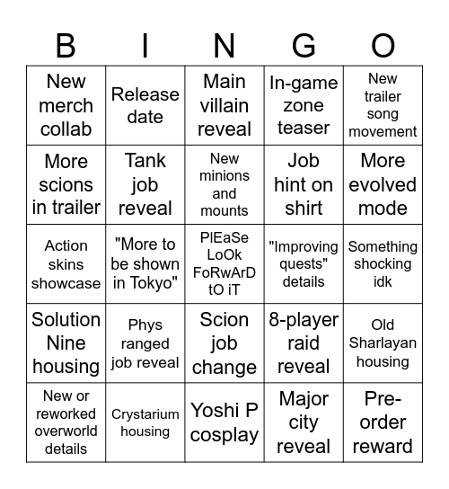 FFXIV EU FANFEST 2026 Bingo Card