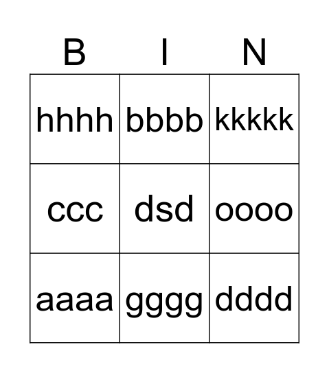 dsdd Bingo Card