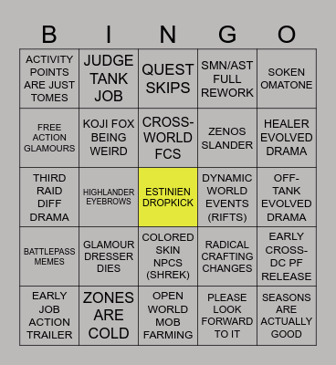 KALO Evercold FanFest Bingo Card