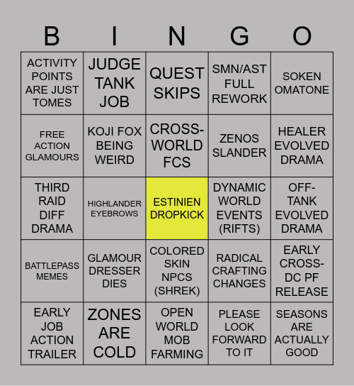 KALO Evercold FanFest Bingo Card