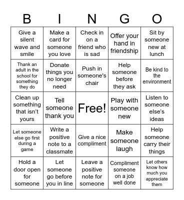 ***KINDNESS*** Bingo Card