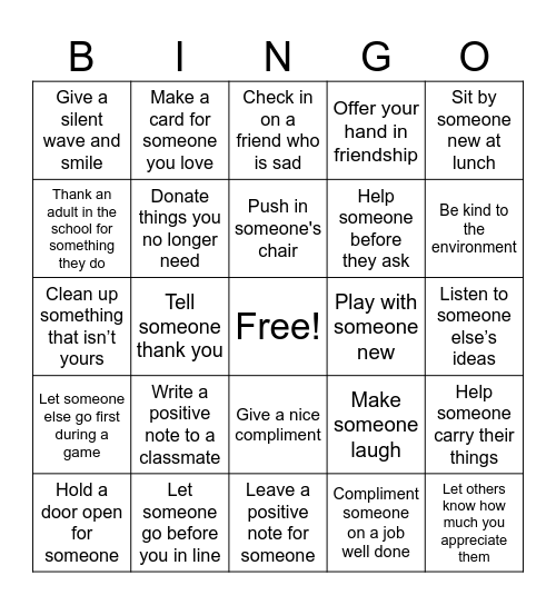 ***KINDNESS*** Bingo Card