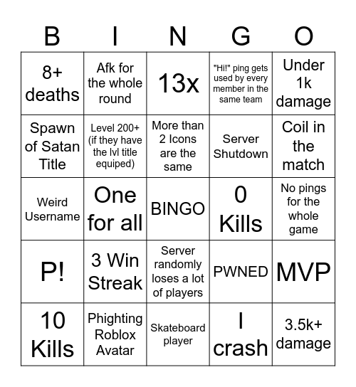 PHIGHTING! BINGO Card