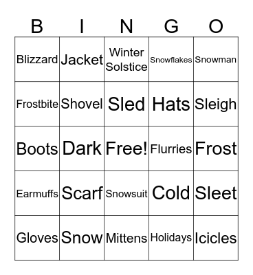 Winter Bingo Card